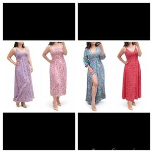 4 Dress Bundle - Mixed Floral Maxi Dress Bundle - Lavender, Pink, Blue, Red